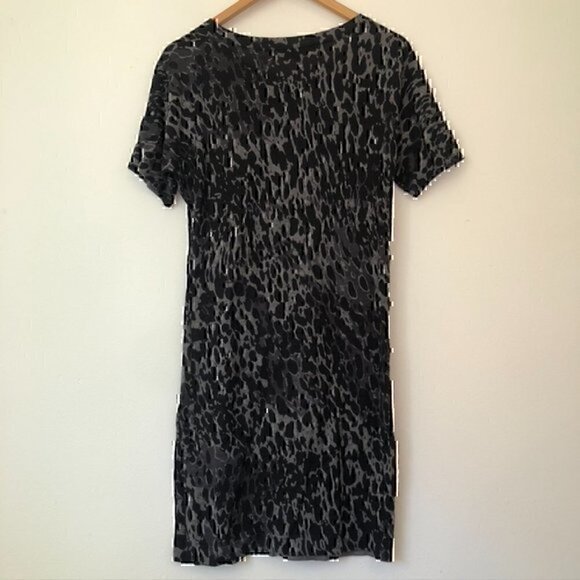 ANN TAYLOR LOFT Snakeskin Print Sweater Dress Gray Black Animal 100% WOOL Small - Picture 8 of 9